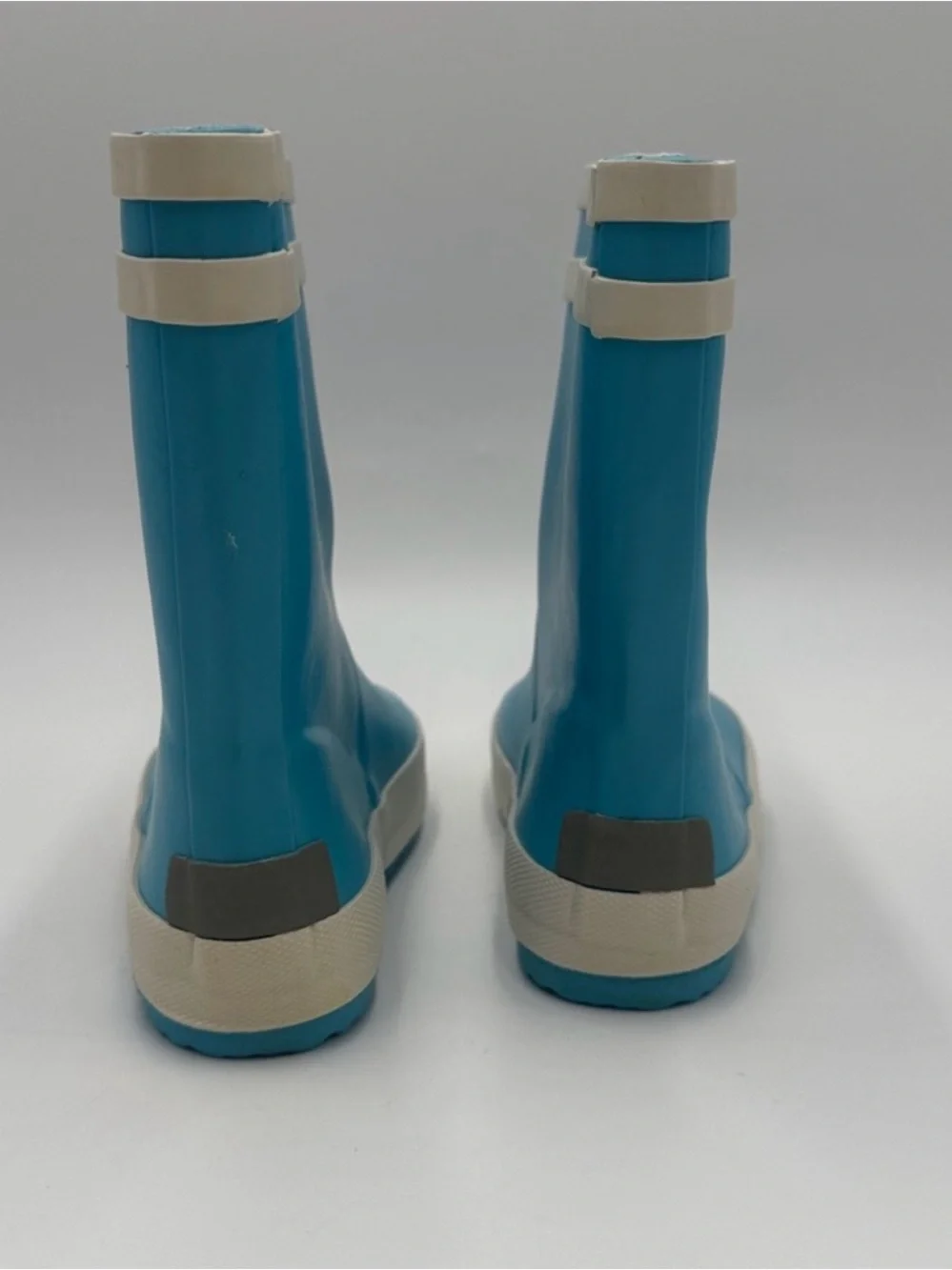 Kids Blue Rain Boots with Cream Trim Size 10